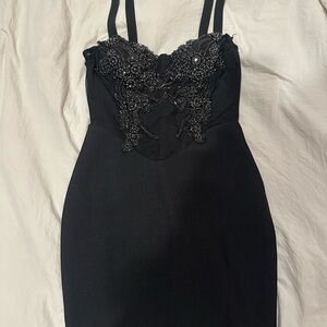 Elegant Black Beaded Dress